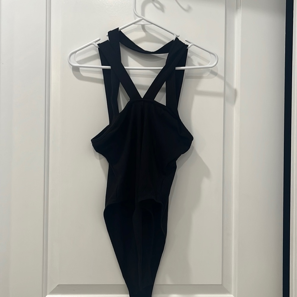 SHEIN Strappy body suit ribbed in black Size M NEVER WORN